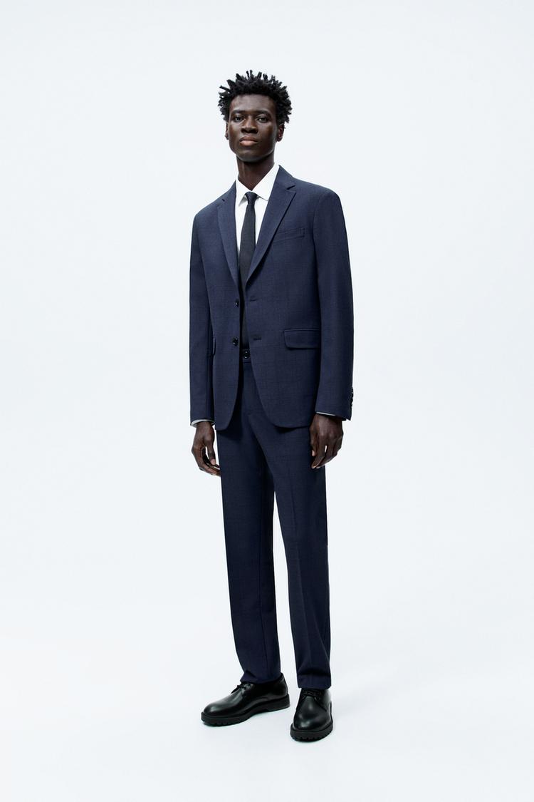 PANTALONI A QUADRI DA COMPLETO Azzurro intenso ZARA Italia Italy